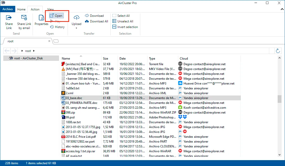 Manage your files in a cloud cluster: open in the Office