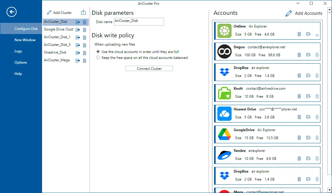 A cluster in Air Cluster can include accounts from different cloud providers
